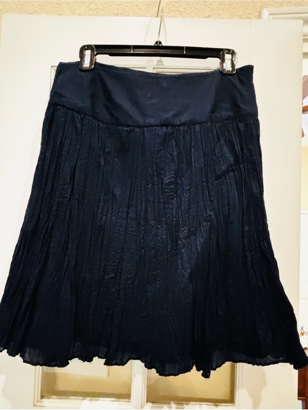 INC International Concepts Navy Pleated Skater Skirt with Wide Waistband